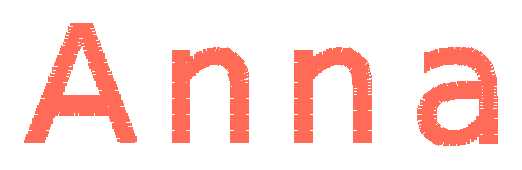 A simulation of the name Anna in satin stitches